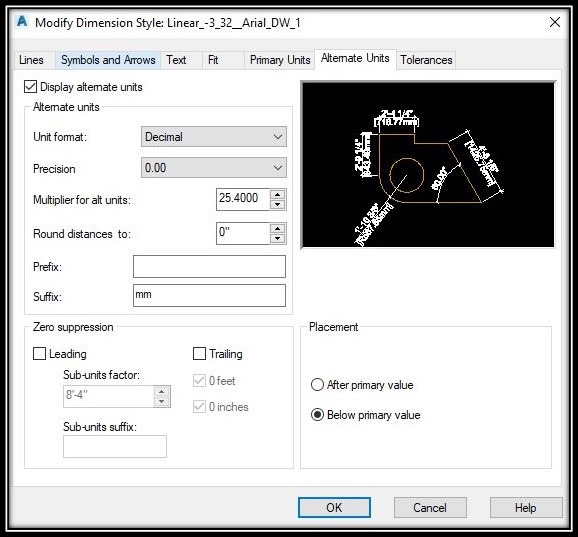 Alternate Dimension Units in AutoCAD - image 3