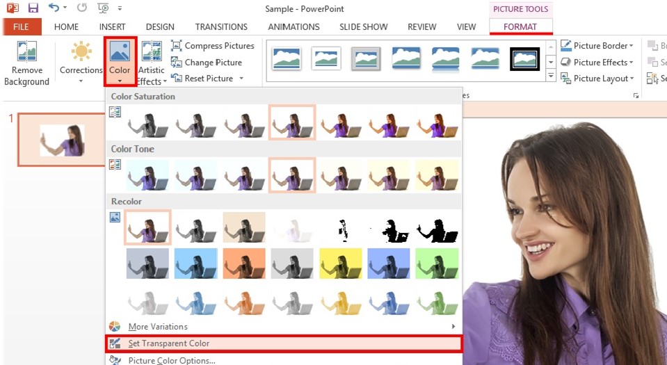 How to set transparent color