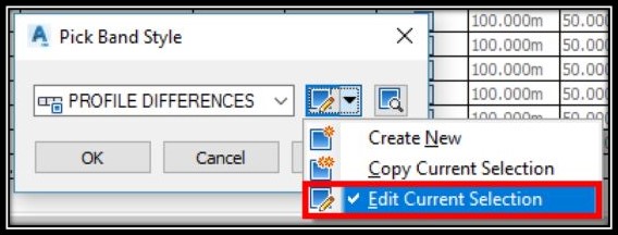 Edit current band selection