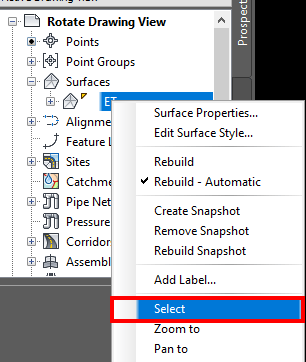 Select Missing Surface Civil 3d