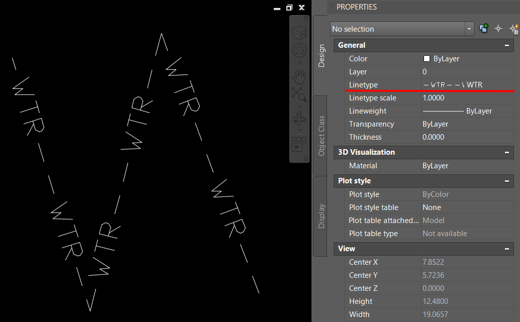 Select the custom linetype