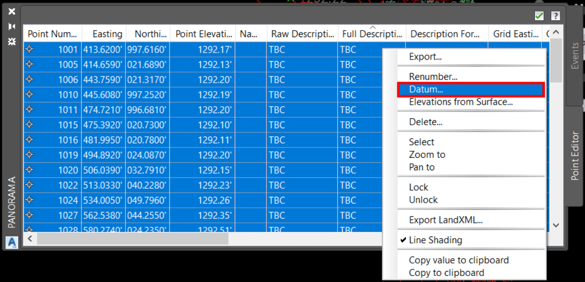 How to Change Elevations of COGO Points in Civil3D - image 3