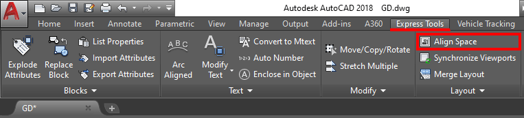 Align Space AutoCAD