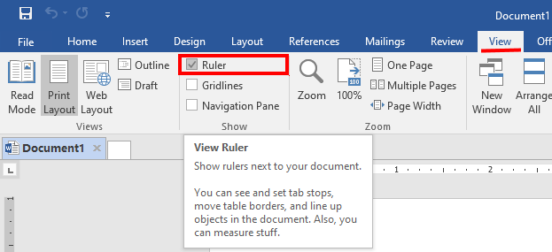 Fix Missing Ruler in Microsoft Word - image 1
